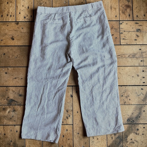 Banana Republic Logan Cropped Pants Size 8 Black White Stripe Linen Blend Ankle - Picture 3 of 12